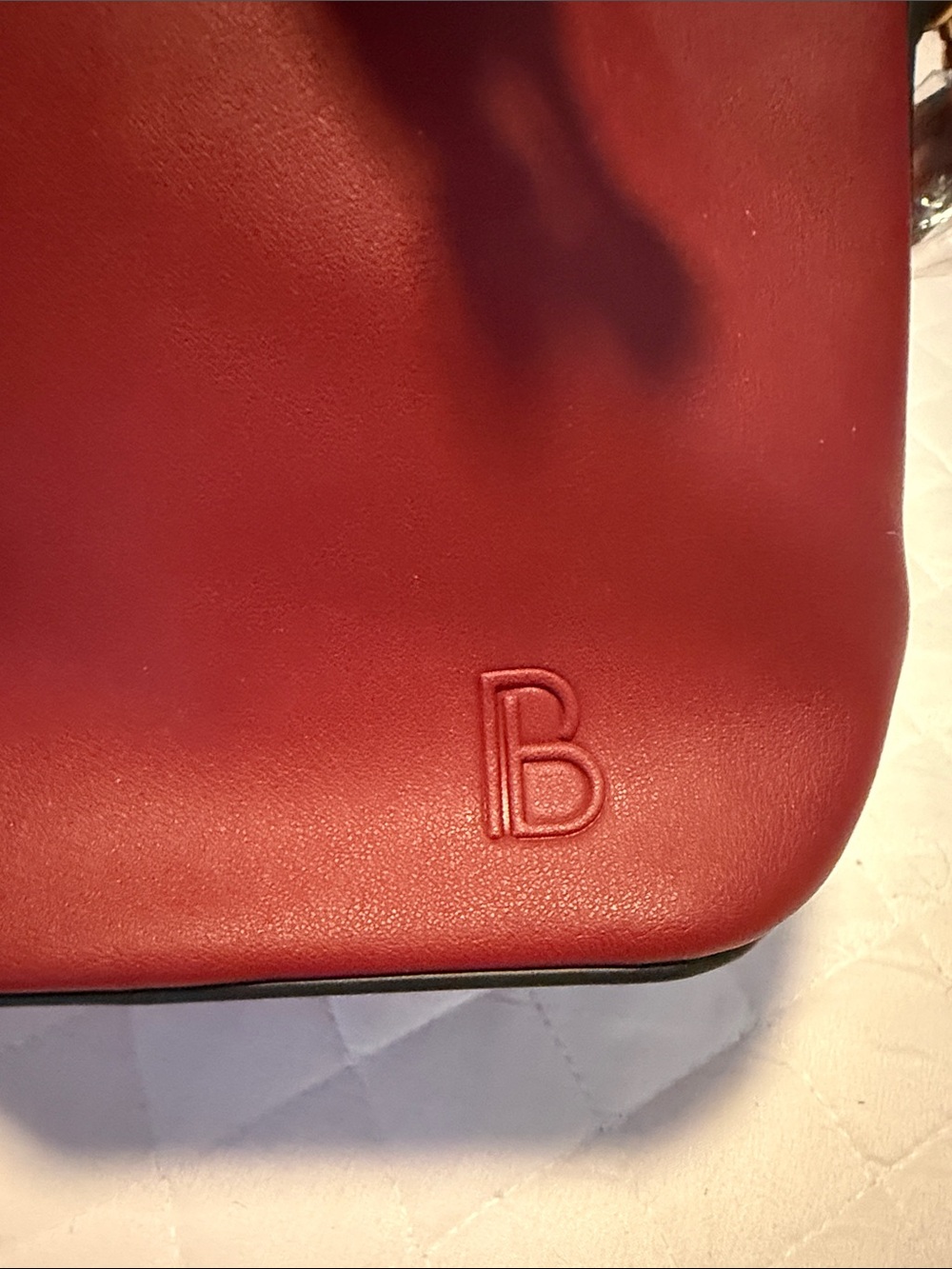 Structured Red Drawstring Bucket Shoulder Bag - Picture 2 of 6